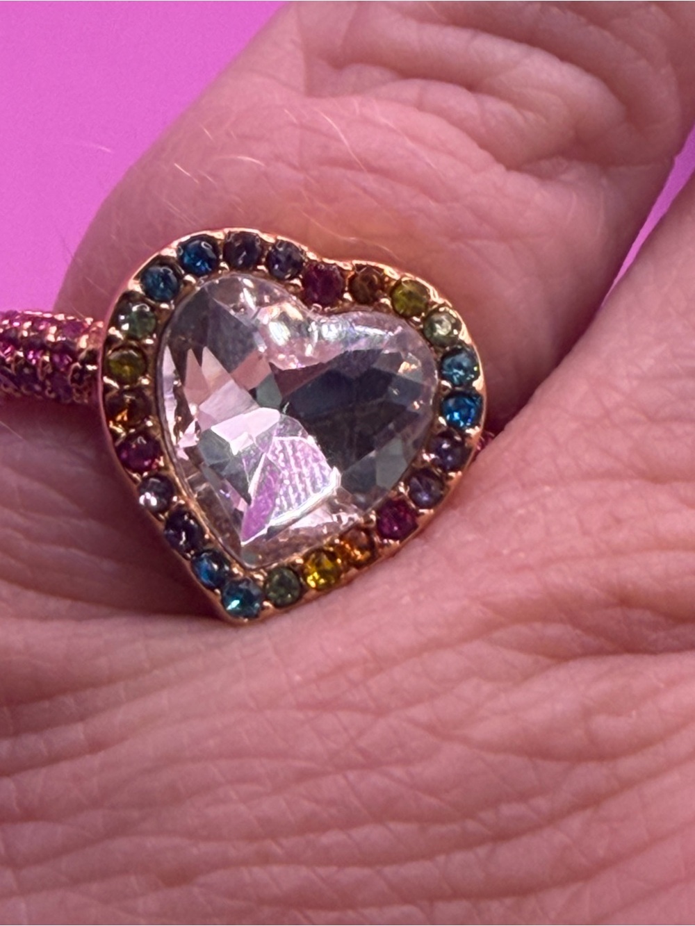 Kurt Geiger London Crystal Heart Cocktail Ring - size 7 - Picture 5 of 7